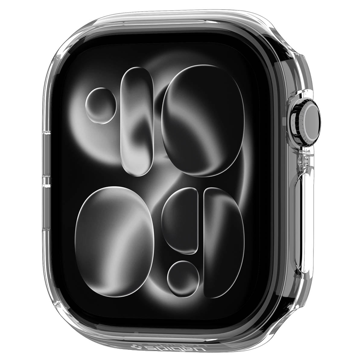 Spigen Apple Watch Series 12 42mm Thin Fit Crystal Clear – close-up of clear fitted edges