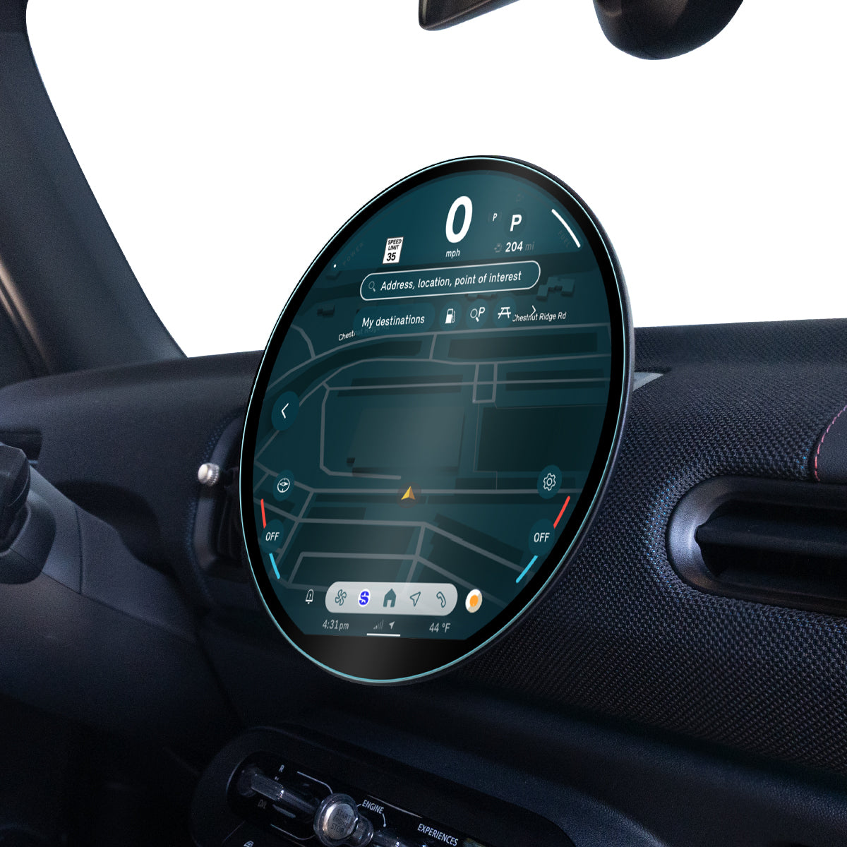 Spigen MINI Cooper (2025-2026) 9.4-inch Screen Protector – GlasTR Slim Matte — side dashboard view