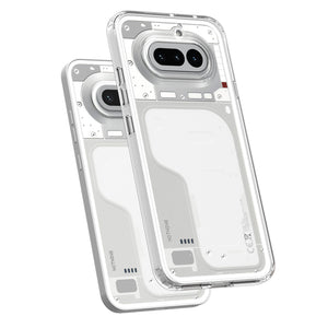 Angled back views of the Crystal Clear Ultra Hybrid case for Nothing Phone 4a
