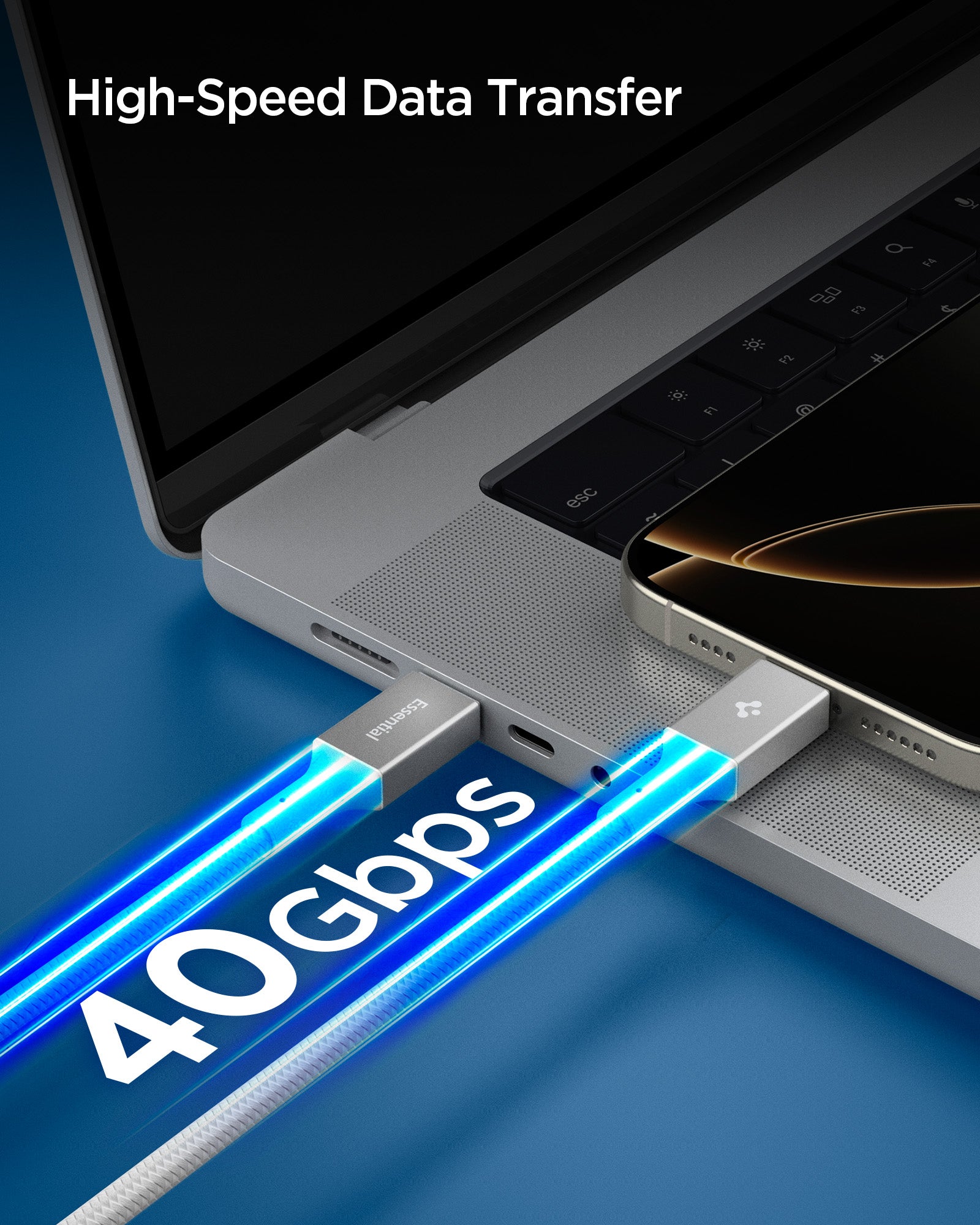 White Spigen EB24015CC 240W USB-C cable feature 4: 40Gbps data transfer