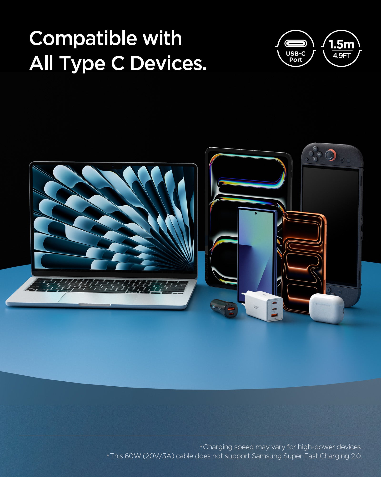 Natural Titanium Spigen EB6015CC 60W USB-C cable feature 6: intelligent safety and compatible devices