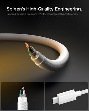 White Spigen EB6015AC 60W cable feature 5: DuraBend construction