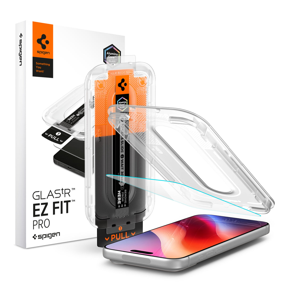 Spigen iPhone 18 Pro GLAS.tR EZ Fit Pro 1 Pack with one clear protector, alignment tray and retail box