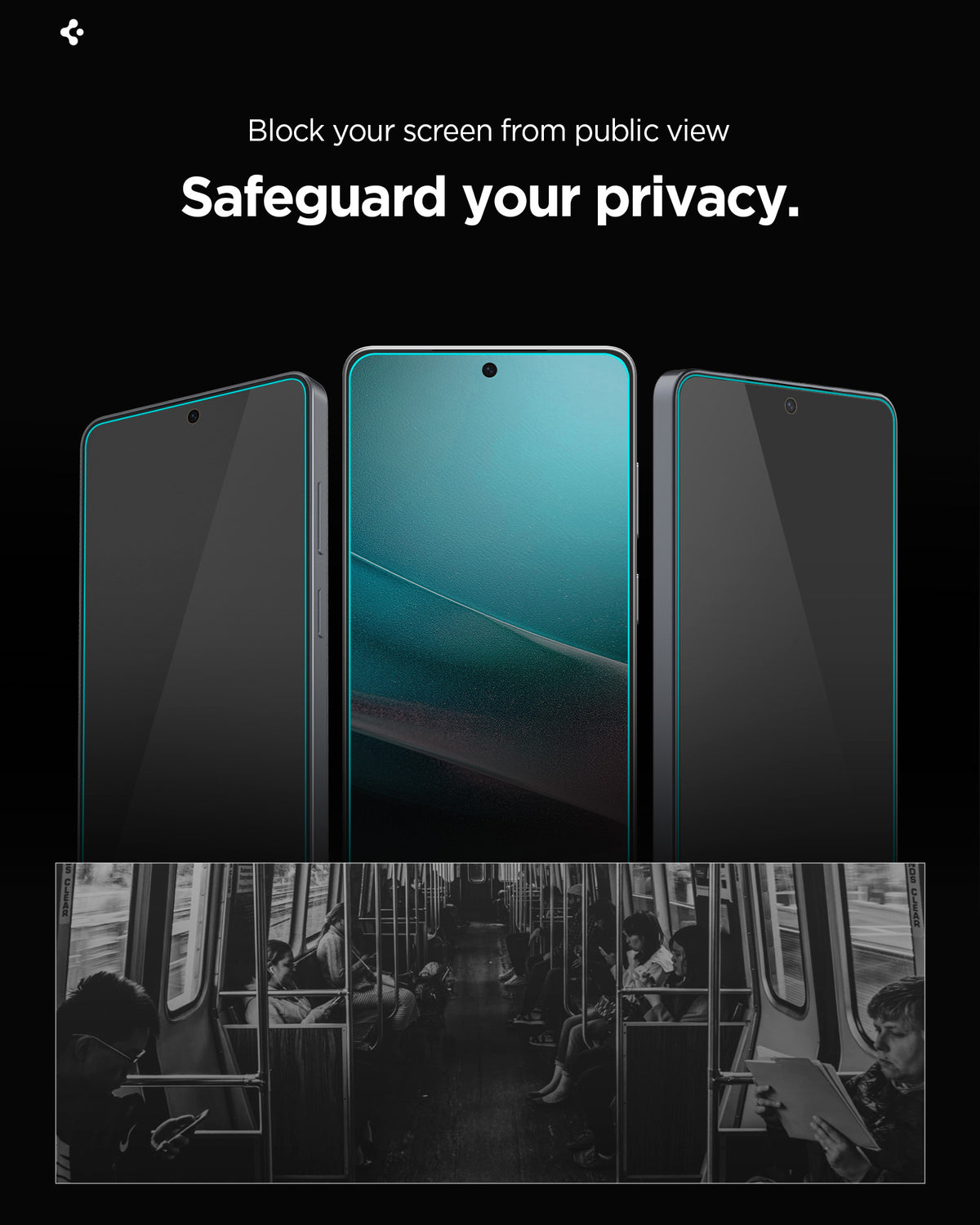 Spigen Galaxy S26 EZ Fit Pro HD Privacy – side-view privacy demonstration