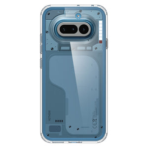 Back view of the Crystal Clear Spigen Ultra Hybrid case on Nothing Phone 4a