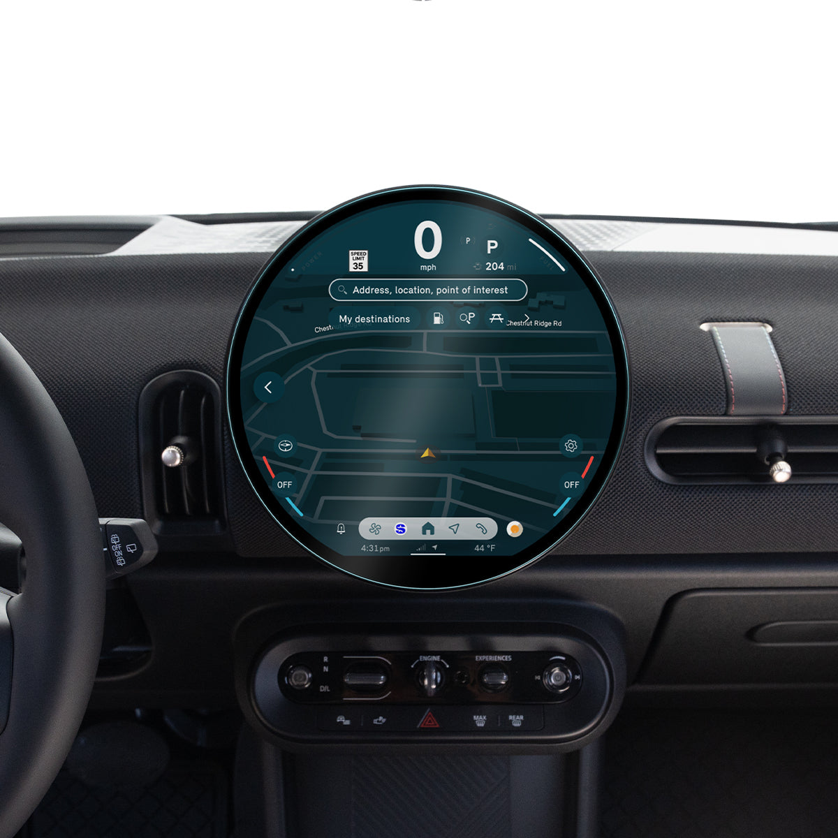 Spigen MINI Cooper (2025-2026) 9.4-inch Screen Protector – GlasTR Slim Matte — fitted dashboard view