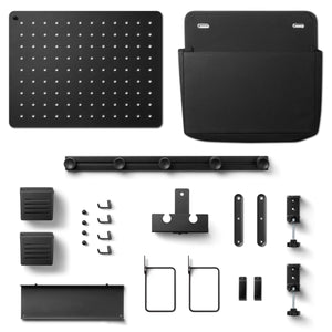 Included components of the Spigen LD406 clamp-on desk organization system