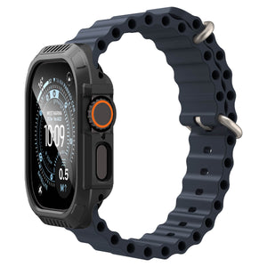 Spigen Apple Watch Ultra 4 / 3 / 2 / 1 (49mm) Case – Lock Fit with Glass — Black, construction, fit or installation view 14