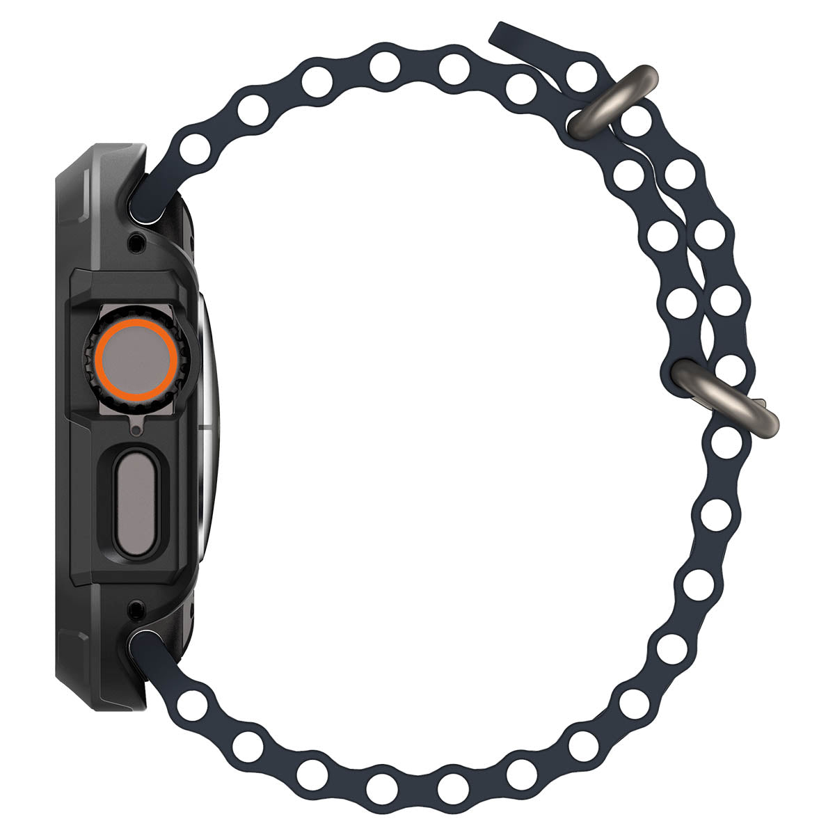 Spigen Apple Watch Ultra 4 / 3 / 2 / 1 (49mm) Case – Lock Fit with Glass — Black, construction, fit or installation view 19