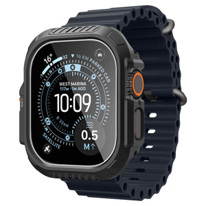Spigen Apple Watch Ultra 4 / 3 / 2 / 1 (49mm) Case – Lock Fit with Glass — Black, construction, fit or installation view 9