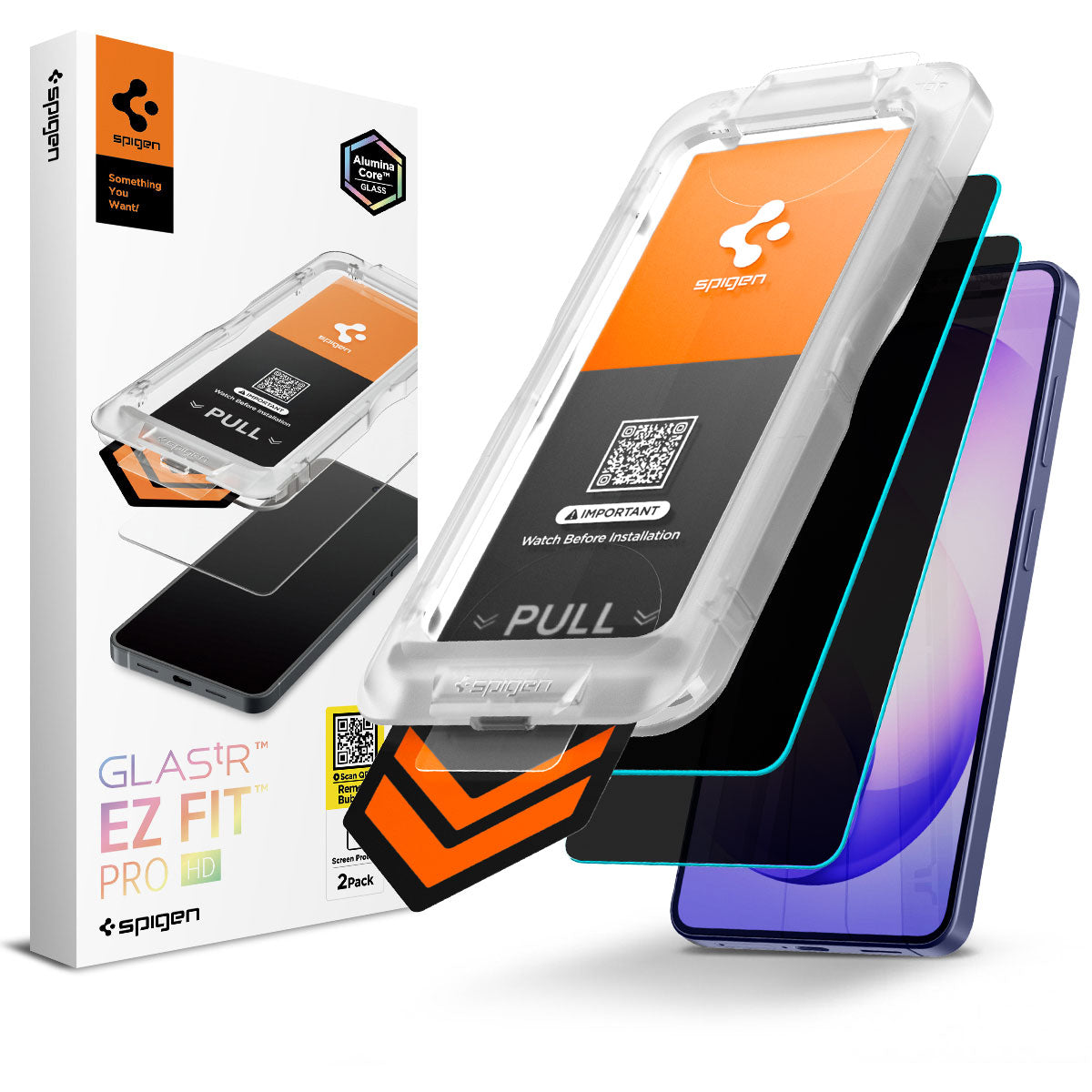 Spigen Galaxy S26 Plus EZ Fit Pro HD Privacy – offline privacy two-pack and pull-tab installation kit