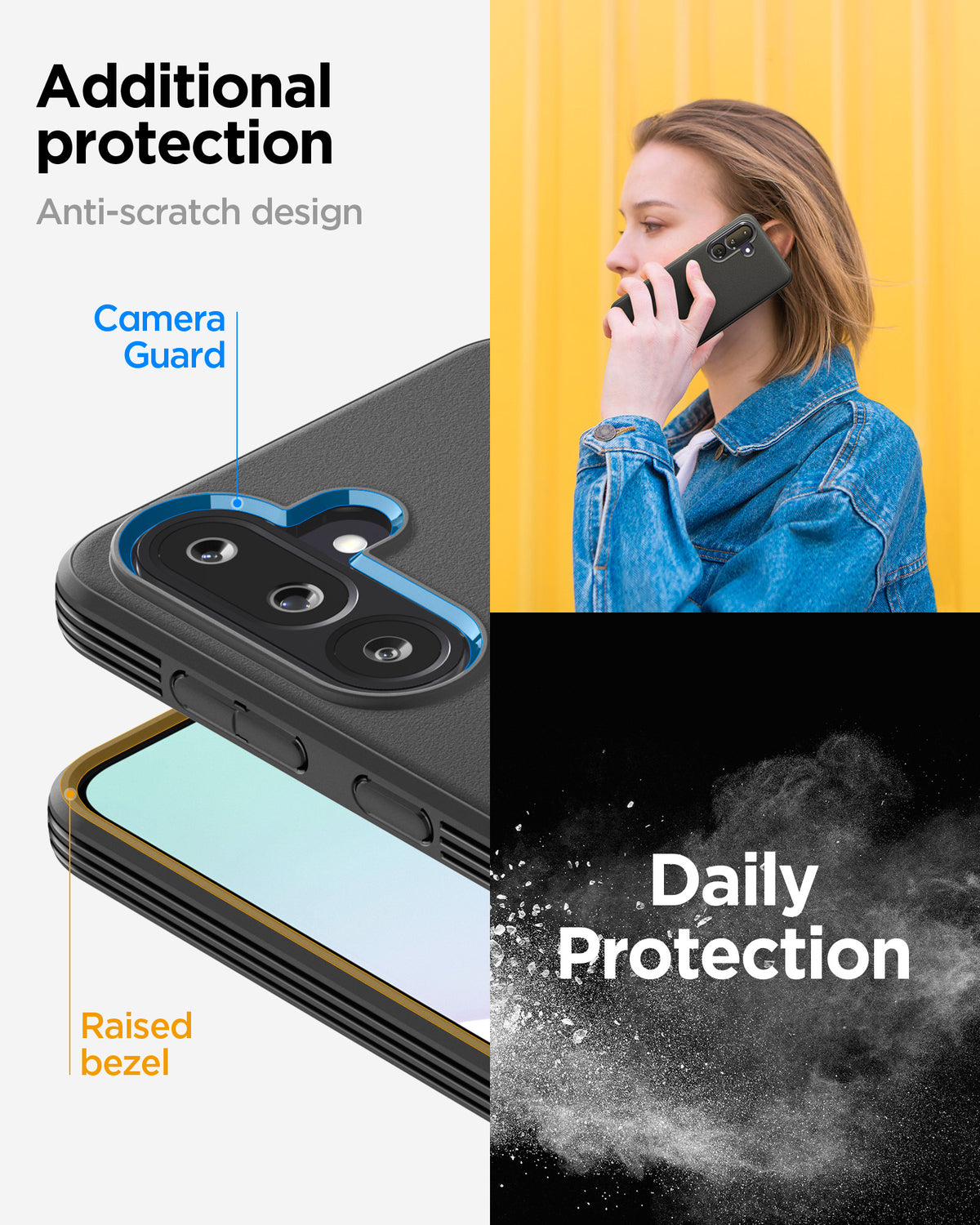 Spigen Galaxy M56 5G Case – Essential Sand Blast — Matte Black, raised screen and camera edges