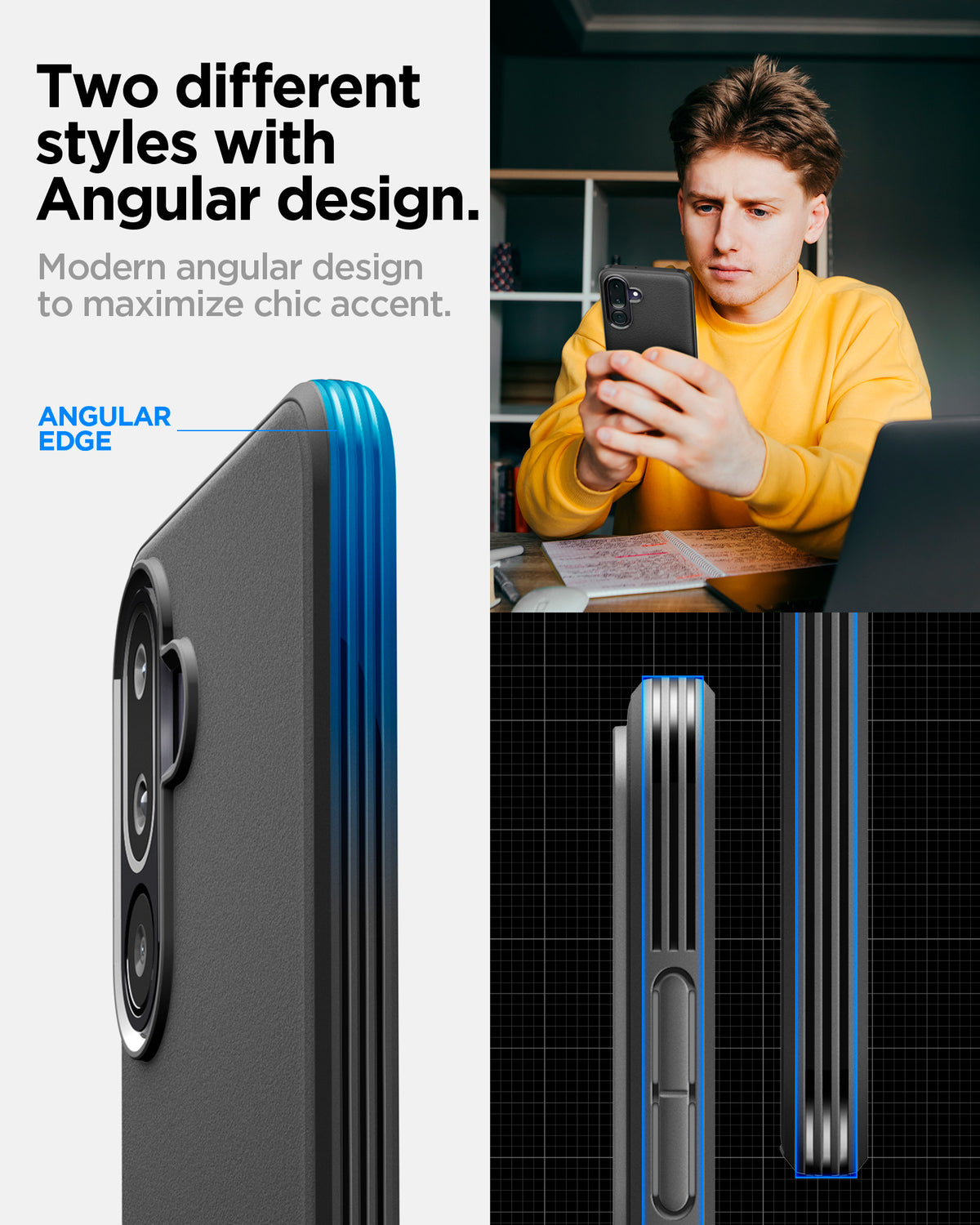 Spigen Galaxy M56 5G Case – Essential Sand Blast — Matte Black, angular edge design
