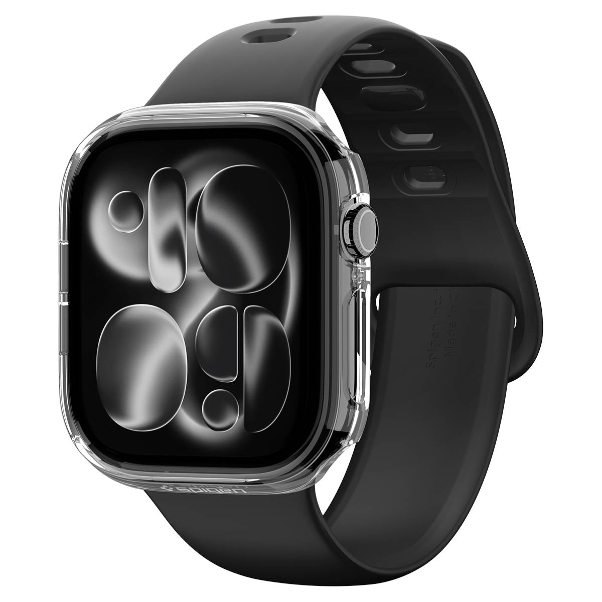 Spigen Apple Watch Series 12 42mm Thin Fit Crystal Clear – angled front view