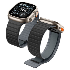 Spigen Athlex Air M Apple Watch band in Active Black Gray front and rear views