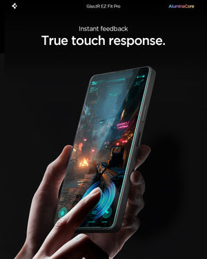 Xperia 10 clear glass protector showing normal touch response