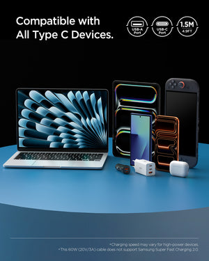 White Spigen EB6015AC 60W cable feature 7: display and connectivity specification