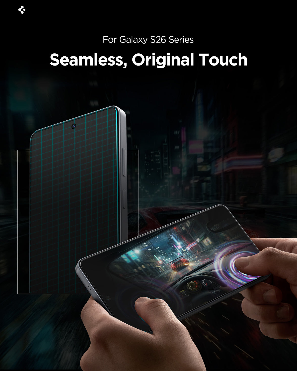 Spigen Galaxy S26 EZ Fit Pro HD Privacy – touch interaction