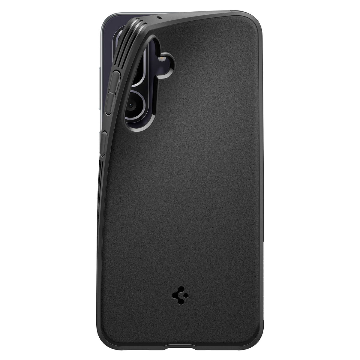 Spigen Galaxy M56 5G Case – Essential Sand Blast — Matte Black, rear texture and camera opening