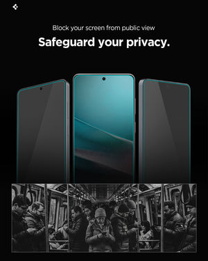 Spigen Galaxy S26 Plus EZ Fit Pro HD Privacy – side-view privacy demonstration