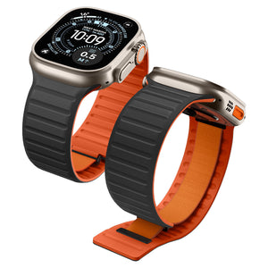 Spigen Athlex Air M Apple Watch band in Active Black Orange front and rear views