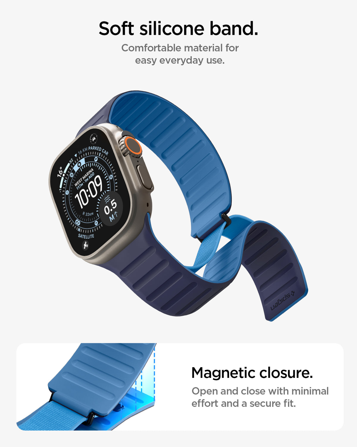 Active Navy Blue Athlex Air M soft silicone and magnetic closure