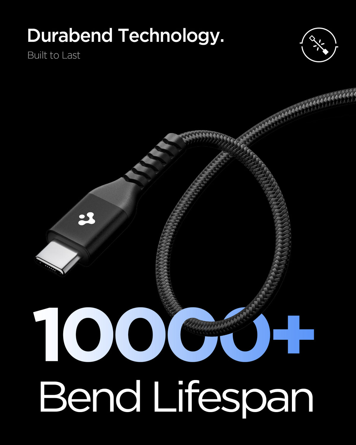 Black Spigen EB10010CCA 100W cable feature 5: DuraBend construction