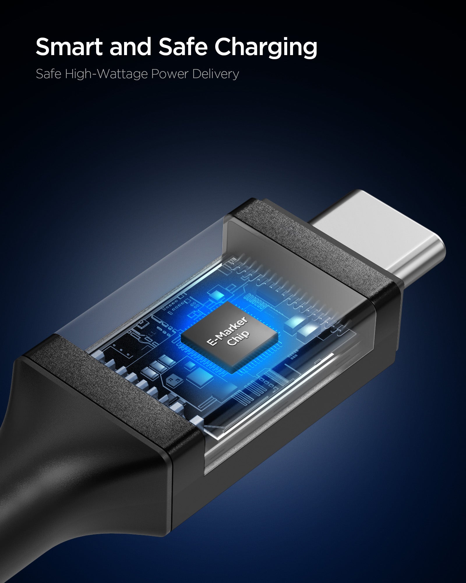 Black Spigen EB10015CC 100W USB-C cable feature 3: smart charging control