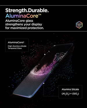 AluminaCore high-alumina-silicate tempered glass strength graphic