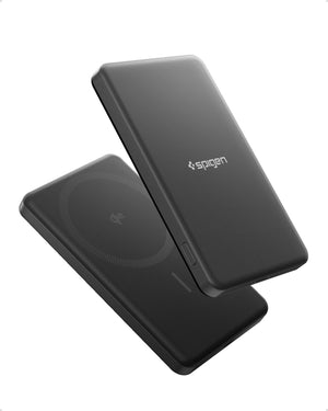 Spigen Essential MagFit EA2205MQ black Qi2 power bank front and rear view