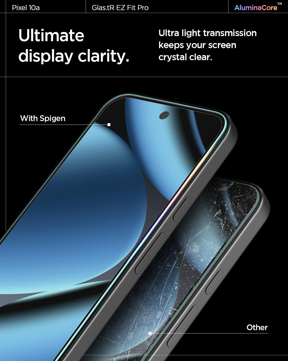 Spigen Pixel 10a Screen Protector GLAS.tR EZ Fit Pro (2P) view 15
