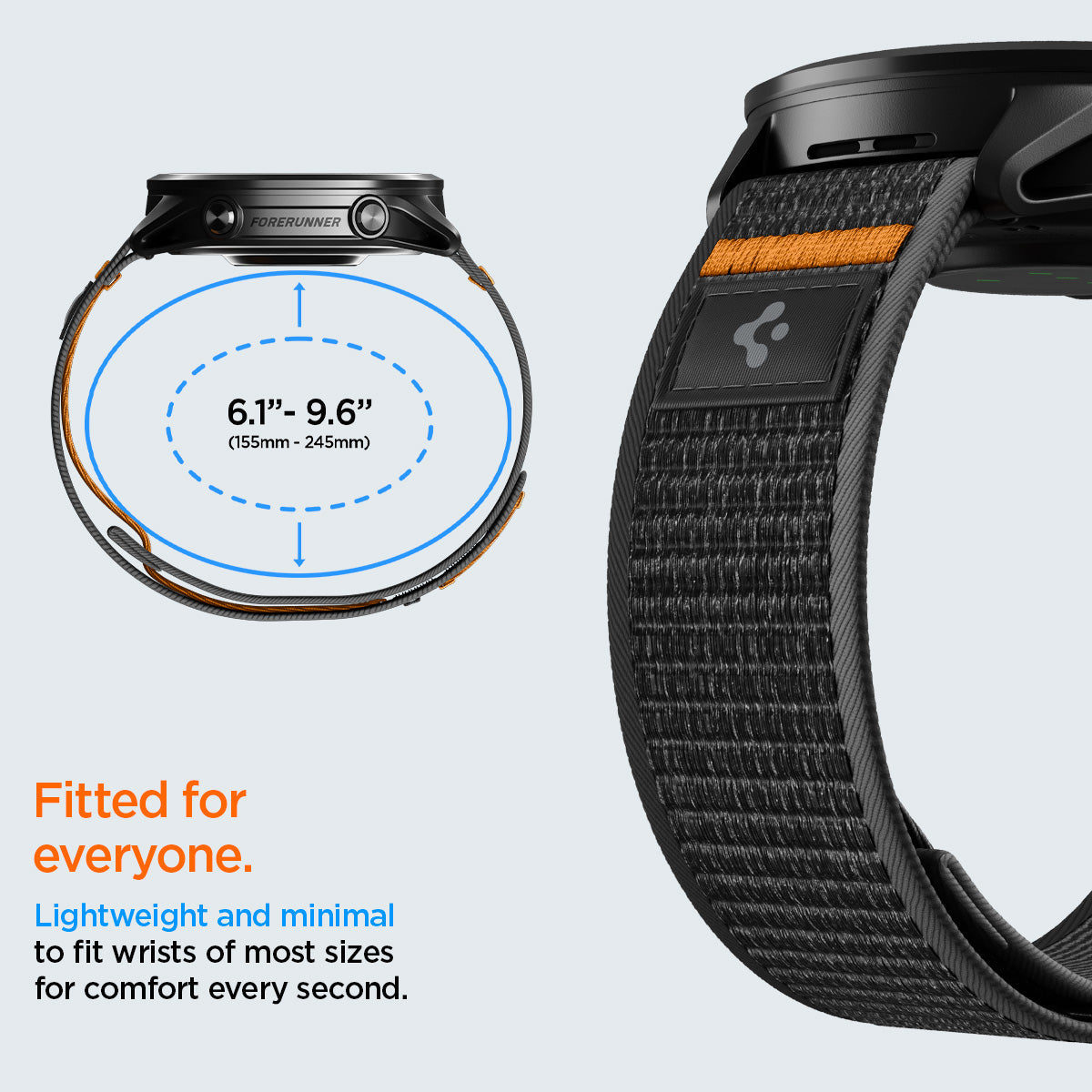 Spigen Garmin 22mm Quick Release Watch Band – Athlex Air — Active Black Orange, fit, construction or use view 21