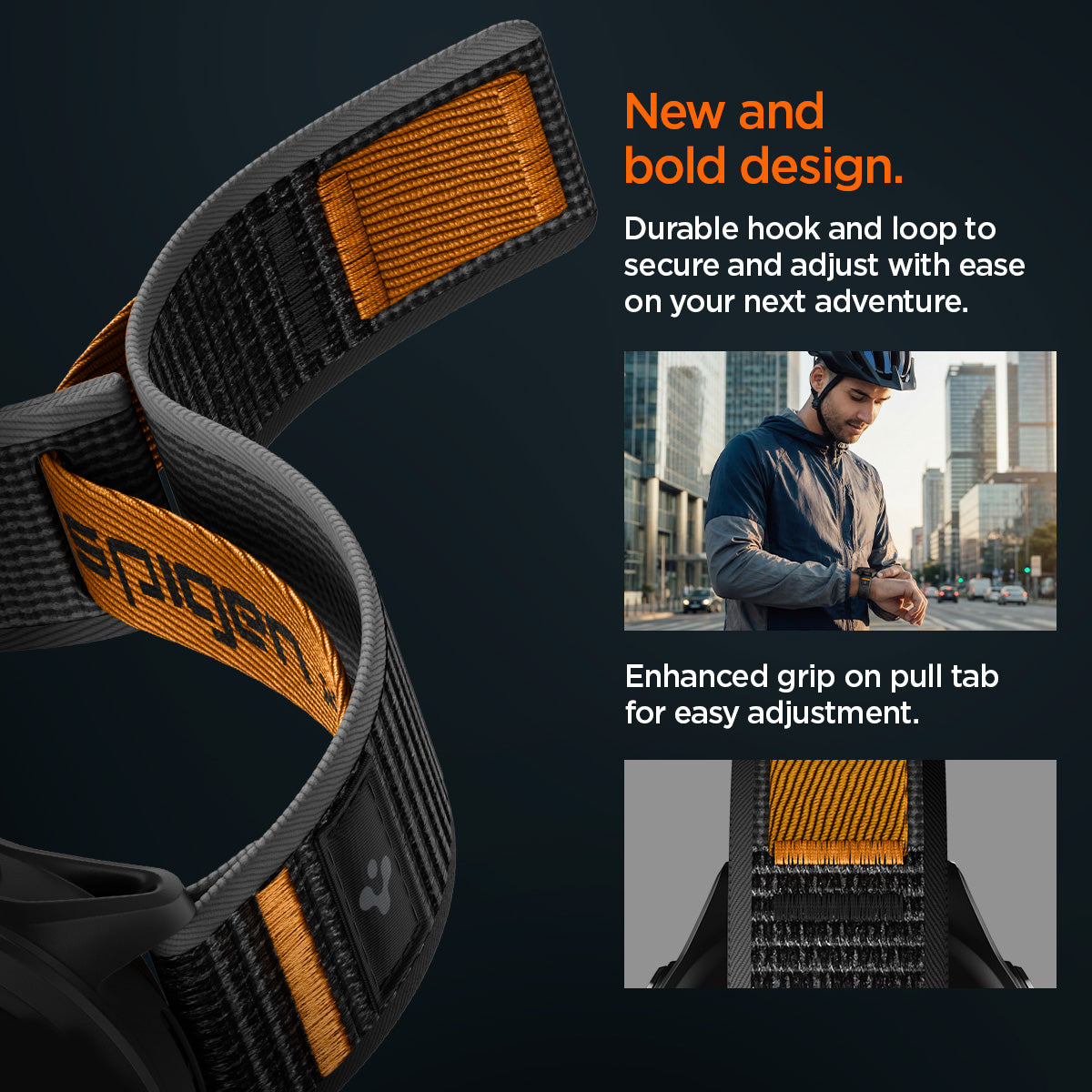 Spigen Garmin 22mm Quick Release Watch Band – Athlex Air — Active Black Orange, fit, construction or use view 23