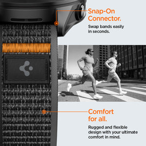 Spigen Garmin 22mm Quick Release Watch Band – Athlex Air — Active Black Orange, fit, construction or use view 24