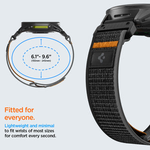 Spigen Garmin 22mm QuickFit Watch Band – Athlex Air — Active Black Orange, fit, construction or use view 8