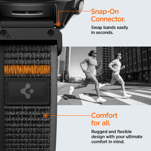 Spigen Garmin 22mm QuickFit Watch Band – Athlex Air — Active Black Orange, fit, construction or use view 11