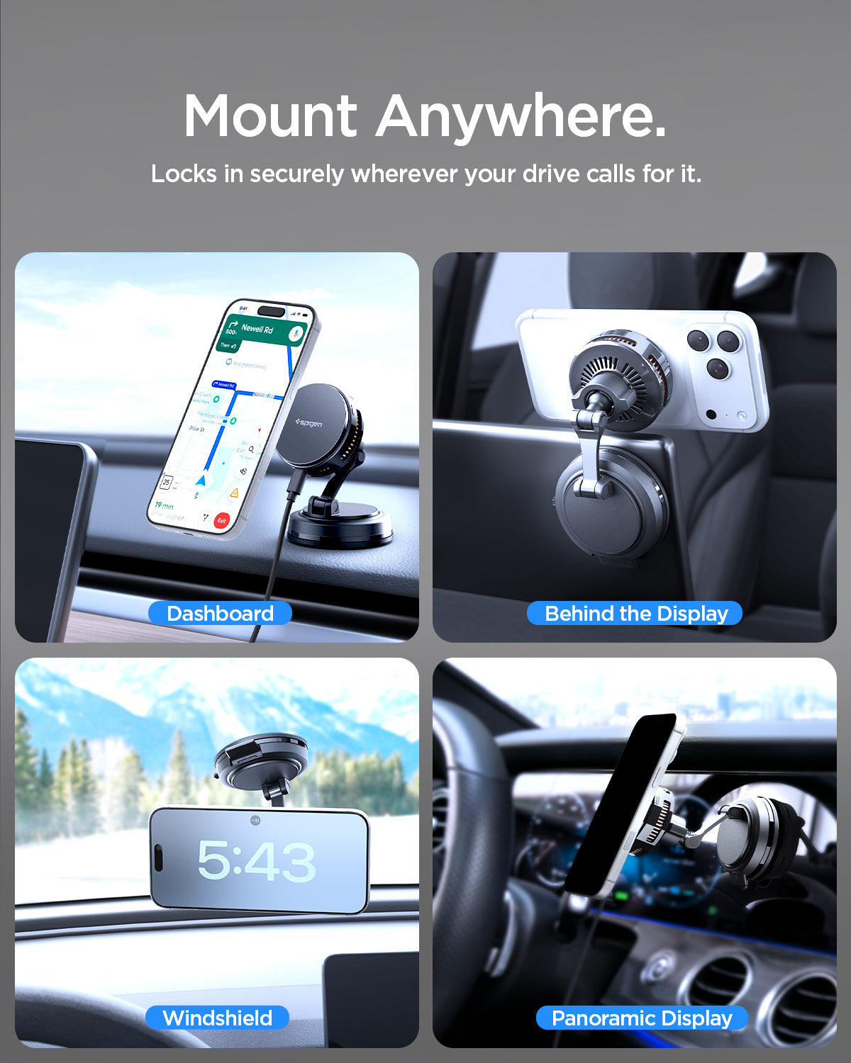 Spigen Universal Dashboard Wireless Charger – PLT100 (MagFit) — fit, construction or installation view 12