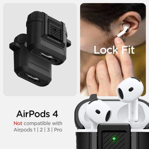 Spigen Lock Fit AirPods 5 and AirPods 4 case in Matte Black view 17