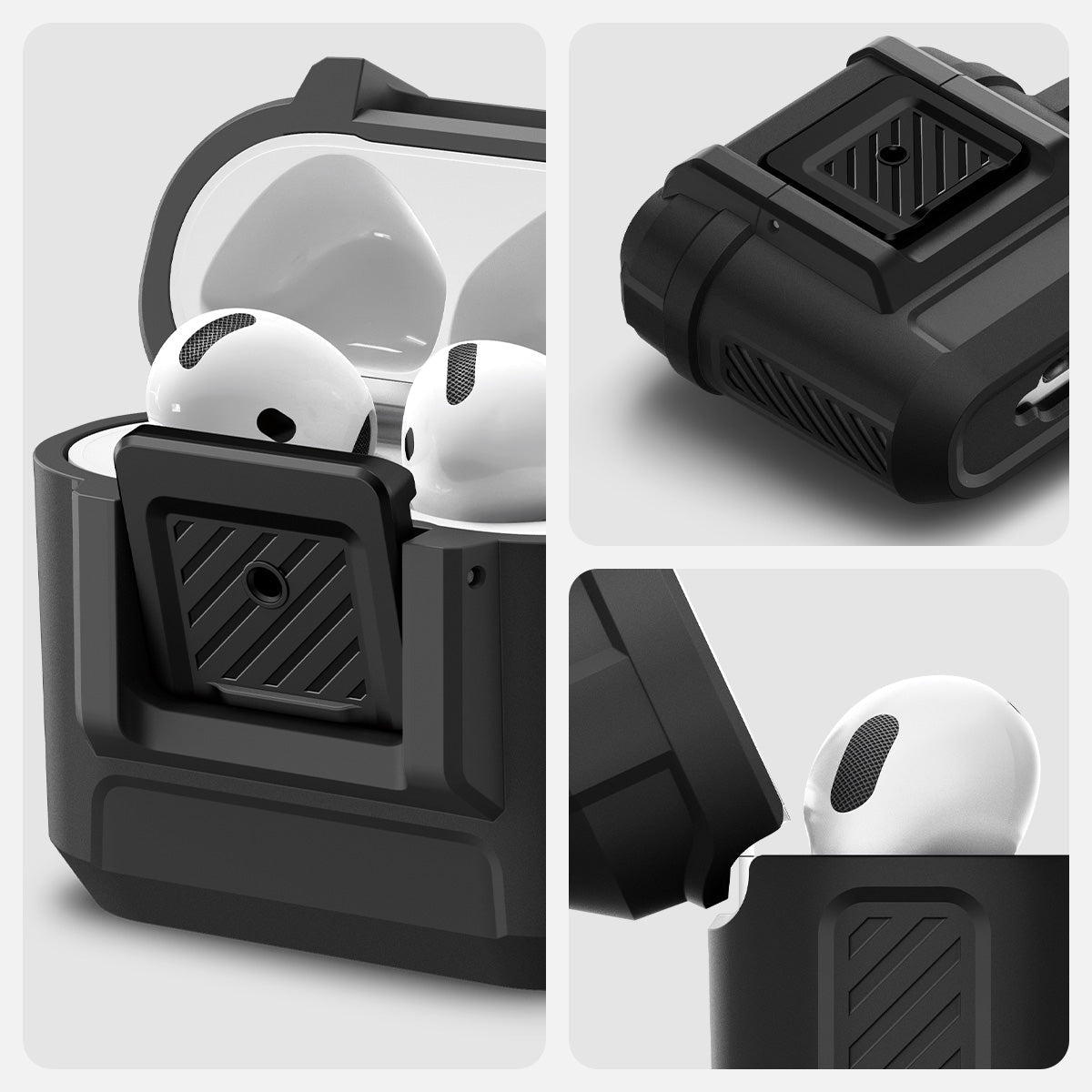 Spigen Lock Fit AirPods 5 and AirPods 4 case in Matte Black view 13