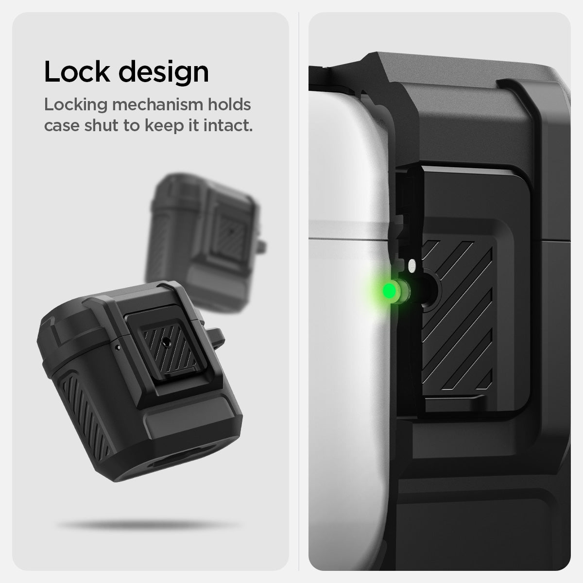 Spigen Lock Fit AirPods 5 and AirPods 4 case in Matte Black view 18