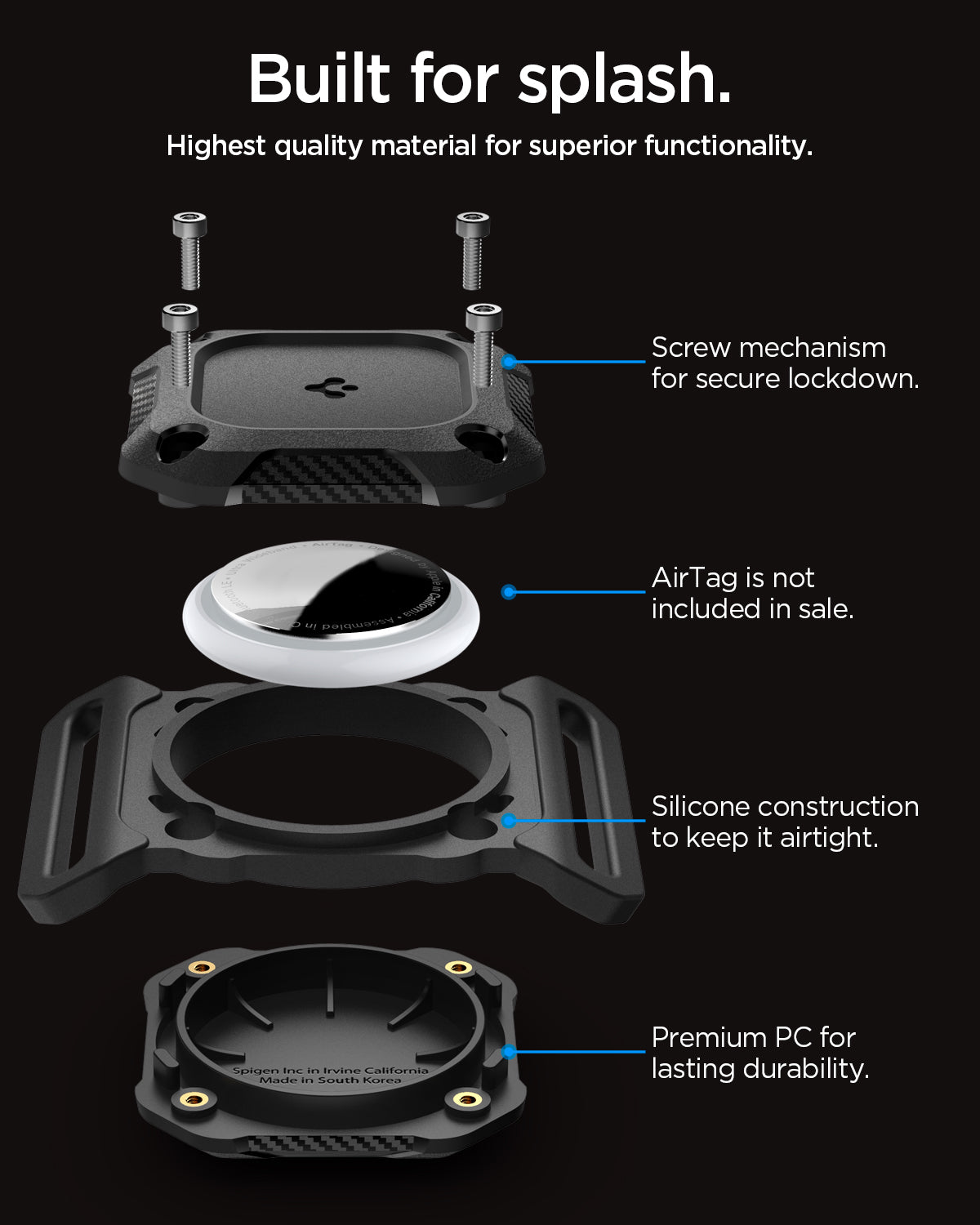 Spigen AirTag 2/1 Accessory Tough Armor IP Pet Collar Mount (Waterproof, 2026 / 2021 Compatible) view 6
