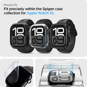 AFL08580 - Apple Watch 10 (42mm) EliteShield EZ Fit in Clear showing the precise fit. Fit precisely within the Spigen case collection for Apple Watch 10