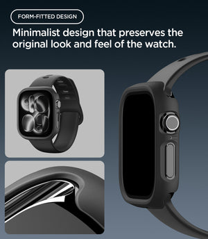 Apple Watch Series 12(46mm) Case Thin Fit in Black showing the form fitted case with a slim profile and precise edge coverage