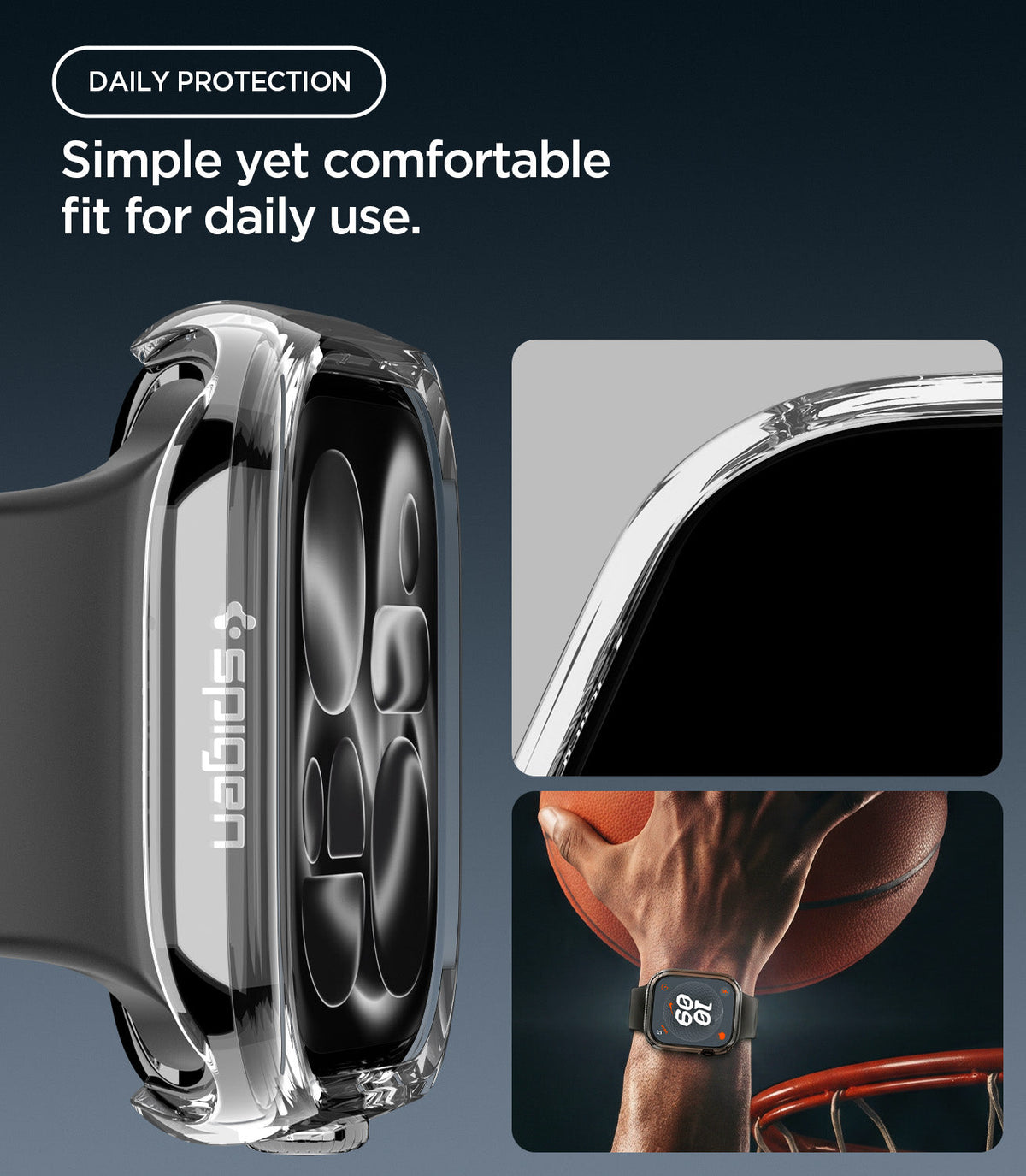 Spigen Apple Watch Series 12 42mm Thin Fit Crystal Clear – raised protective edges