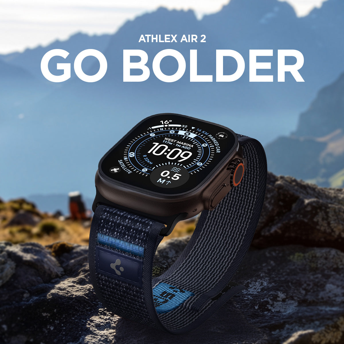 Active Navy Blue Spigen Athlex Air 2 Apple Watch band product and feature view 12