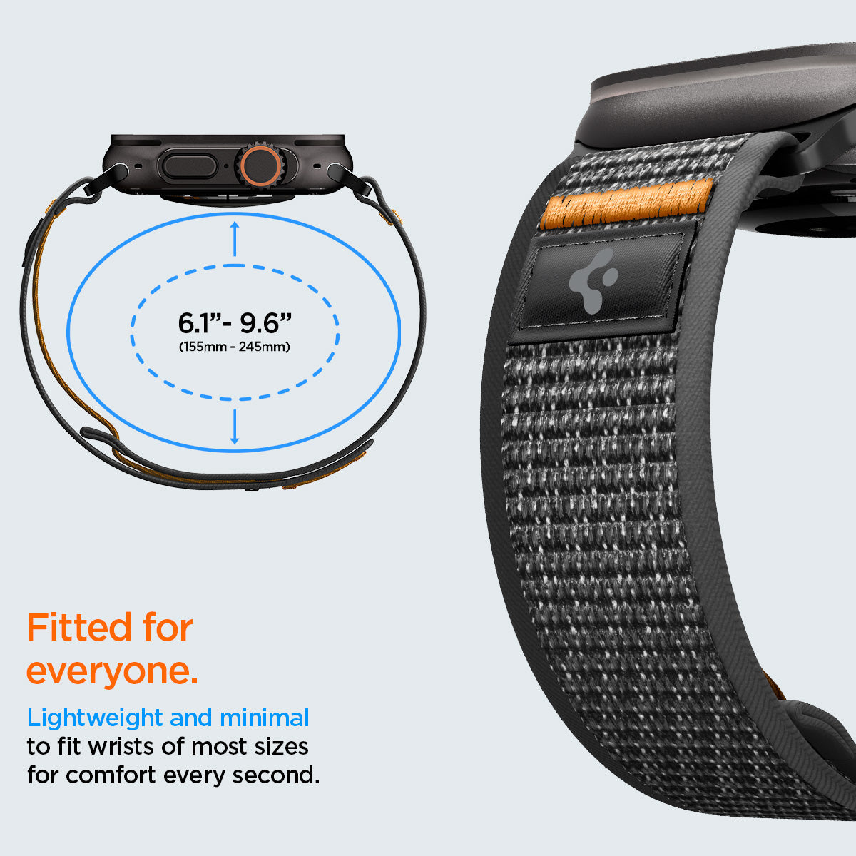 Active Black Orange Spigen Athlex Air 2 Apple Watch band product and feature view 13