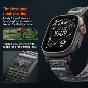 Active Black Gray Spigen Athlex Air 2 Apple Watch band product and feature view 14