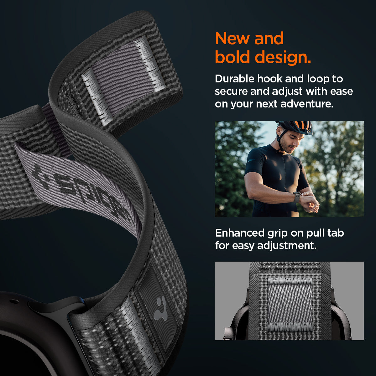 Active Black Gray Spigen Athlex Air 2 Apple Watch band product and feature view 15
