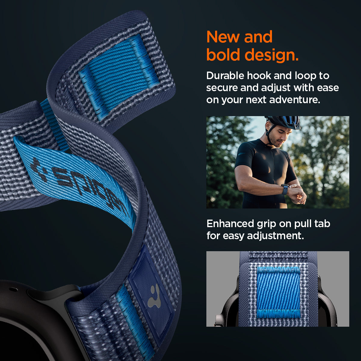 Active Navy Blue Spigen Athlex Air 2 Apple Watch band product and feature view 15