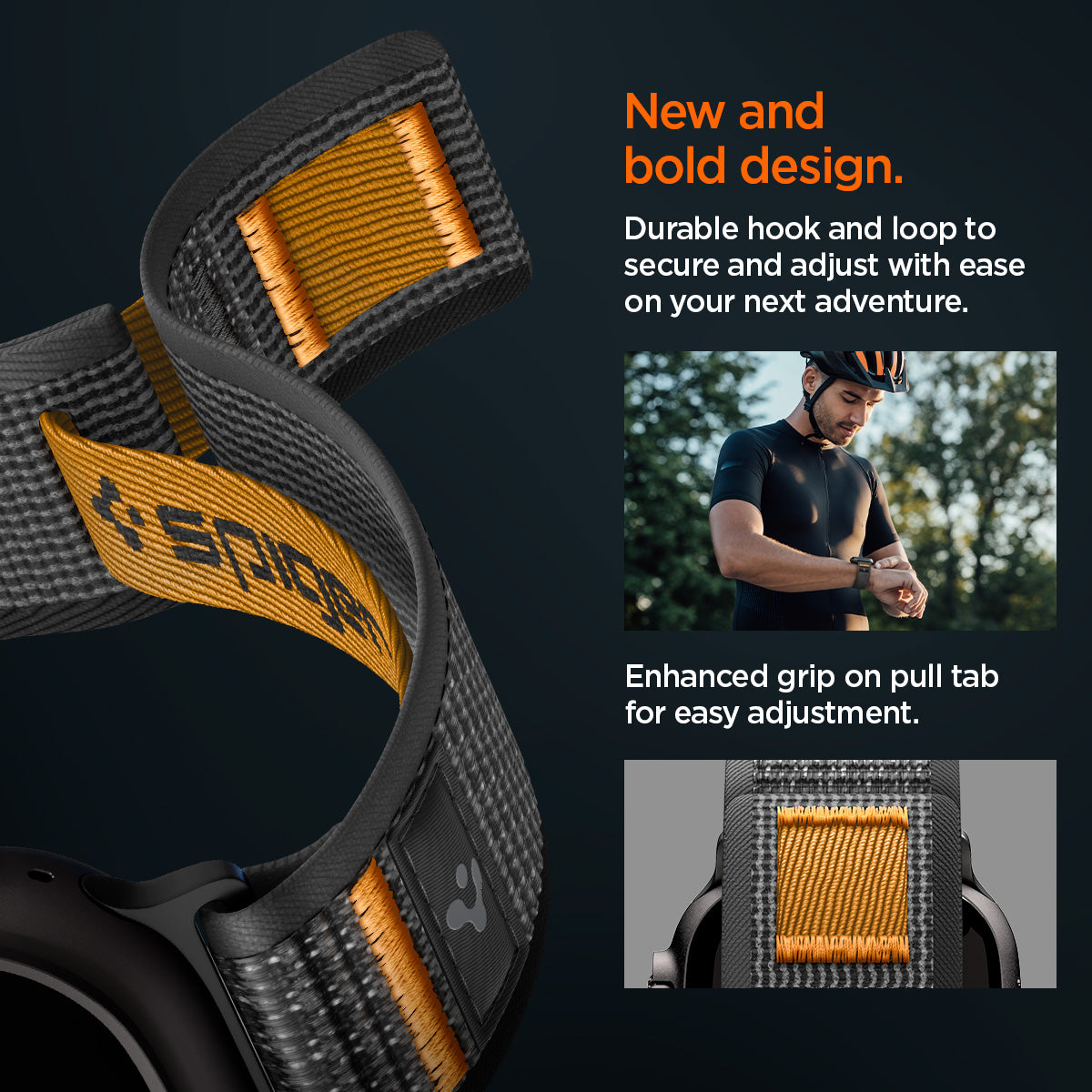 Active Black Orange Spigen Athlex Air 2 Apple Watch band product and feature view 15